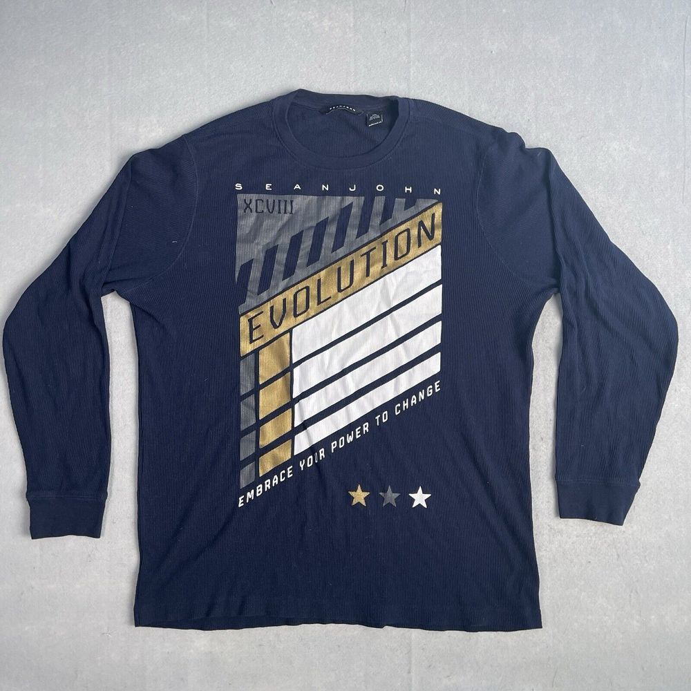 SEAN JOHN Evolution Lightweight Knit Crewneck Pullover Sweater‎ Men XXL Blue